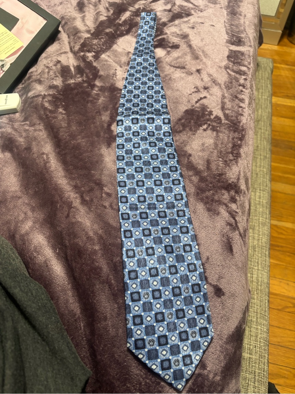 Versace Blue Geometric Silk Tie
